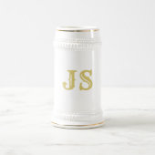 Elegante witte en gouden monogram bierpul (Center)