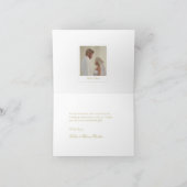 Elegante witte en gouden monogram foto bedankje bedankkaart (Binnen)