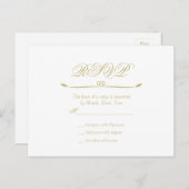 Elegante Witte en Gouden Monogram Huwelijk RSVP Uitnodiging Briefkaart (Voorkant / Achterkant)
