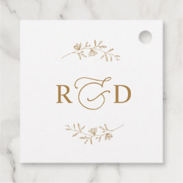 Elegante witte en gouden monogram trouw bedankt bedankjes labels