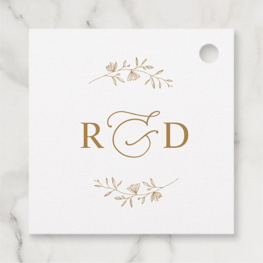 Elegante witte en gouden monogram trouwkaart bedan bedankjes labels (Achterkant)