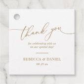 Elegante witte en gouden monogram trouwkaart bedan bedankjes labels (Voorkant)