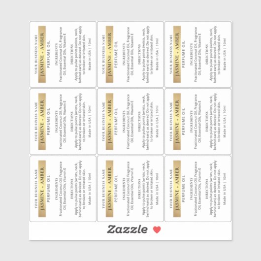 Elegante witte en gouden parfum roller fles labels (Vel)