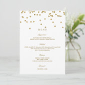 Elegante Witte en Gouden Polka Dots Trouwmenu Menu (Staand voorkant)