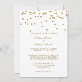 Elegante witte en gouden Polka-stippen Confetti br Kaart