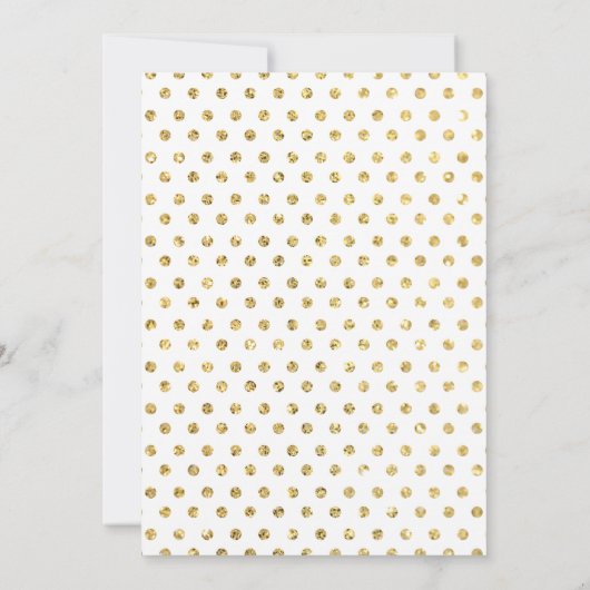 Elegante witte en gouden Polka-stippen Confetti br Kaart (Achterkant)