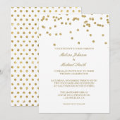 Elegante witte en gouden Polka-stippen Confetti br Kaart (Voorkant / Achterkant)