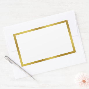 Elegante witte en gouden rand rechthoekige sticker