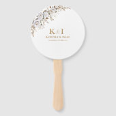 Elegante witte en gouden Rozen  Crest bruiloft Handwaaier (Voorkant)