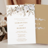 Elegante witte en gouden Rozen  Crest bruiloft Kaart