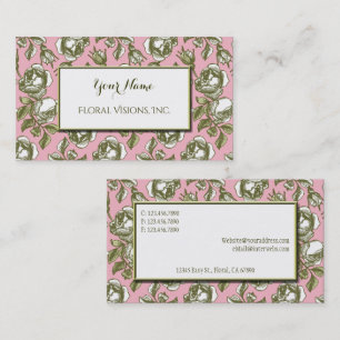 Elegante witte en gouden rozen op roze aangepast visitekaartje