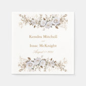 Elegante witte en gouden Rozen Vintage bruiloft Servet (Voorkant)