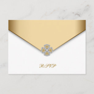 Elegante witte en gouden RSVP
