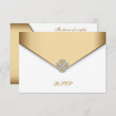 Elegante witte en gouden RSVP (Voorkant / Achterkant)