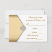 Elegante witte en gouden RSVP Kaartje (Achterkant)