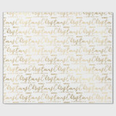 Elegante witte en gouden script Kerstmis tekst Cadeaupapier (Vlak)