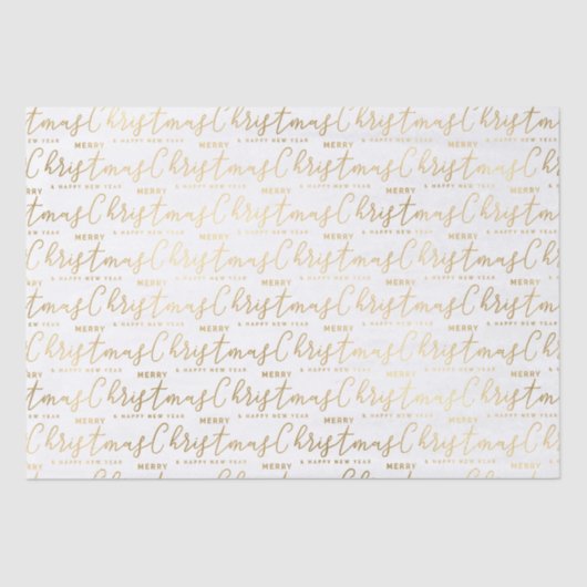 Elegante witte en gouden script Kerstmis tekst Tissuepapier (Voorkant)