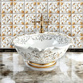 Elegante witte en gouden tegel behang