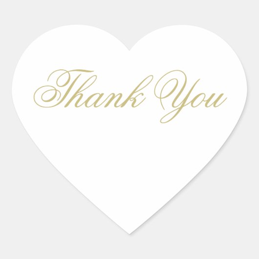 Elegante witte en gouden trouw-thank you hart sticker (Voorkant)
