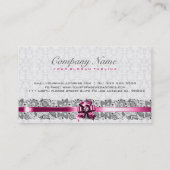 Elegante witte en grijze bloemdamast & kant visitekaartje (Achterkant)