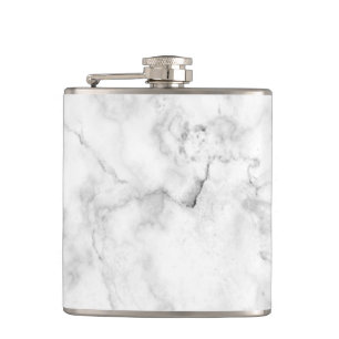 Elegante witte en grijze namaak marmer textuur heupfles