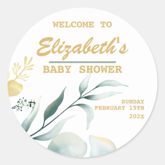 Elegante witte en groene Baby showers Stickers (Voorkant)
