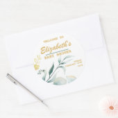 Elegante witte en groene Baby showers Stickers (Envelop)
