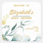 Elegante witte en groene Baby showers Stickers (Voorkant)