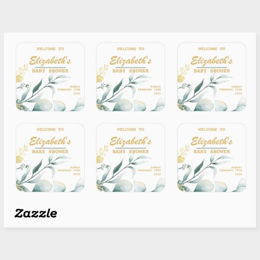 Elegante witte en groene Baby showers Stickers (Vel)