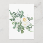 Elegante witte en groene bloemen bruiloft details informatiekaartje (Achterkant)