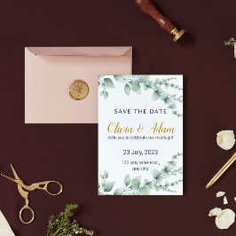 Elegante witte en groene bloemen Waterverf Save th Kaart