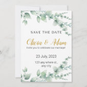 Elegante witte en groene bloemen Waterverf Save th Kaart (Voorkant)