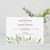 Elegante witte en groene bloemige waterverf-verlov kaart (Staand voorkant)
