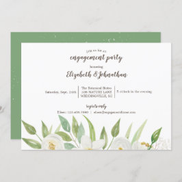 Elegante witte en groene bloemige waterverf-verlov kaart