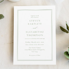 Elegante witte en groene bruiloft kaart