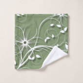 Elegante witte en groene grafische florale werveli bad handdoek (Wasdoekje)