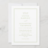 Elegante witte en groene trouw kaart (Voorkant)