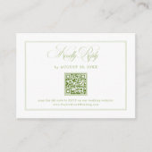 Elegante witte en groene trouw-RSVP-Qr-code Informatiekaartje (Voorkant)
