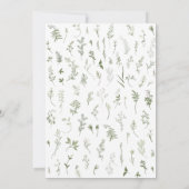 Elegante witte en groene Wildflower krans bruiloft Kaart (Achterkant)
