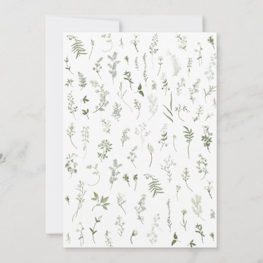 Elegante witte en groene Wildflower krans bruiloft Kaart (Achterkant)