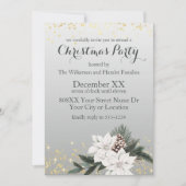 Elegante witte en groene winter bloemenkerst kaart (Voorkant)