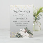 Elegante witte en groene winter bloemenkerst kaart (Staand voorkant)