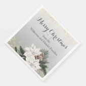 Elegante witte en groene winter bloemenkerst servet (Hoek)