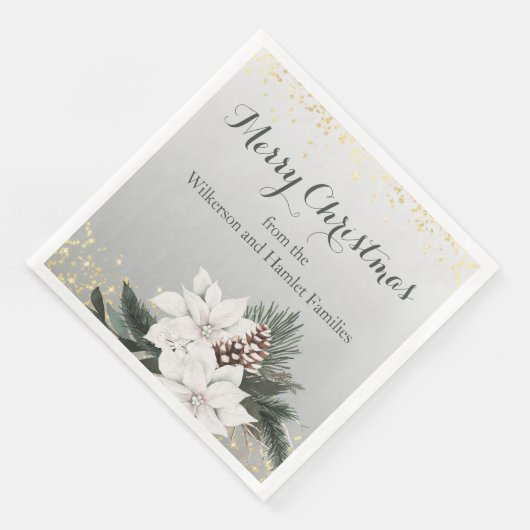 Elegante witte en groene winter bloemenkerst servet (Hoek)