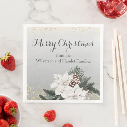 Elegante witte en groene winter bloemenkerst servet (Insitu)