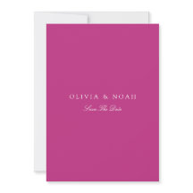 Elegante witte en magenta Save The Date kaart met 