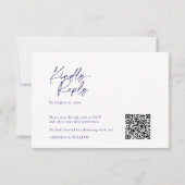 Elegante witte en marine blauwe QR-code RSVP-kaart RSVP Kaartje (Achterkant)