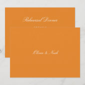 Elegante witte en Oranje repetitie diner Kaart (Voorkant / Achterkant)