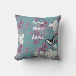 Elegante witte en Paarse bloemen Kussen