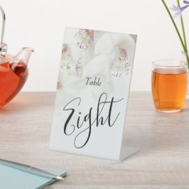 Elegante witte en paarse orchideeën | Trouwen Reclamebord Met Voetstuk
